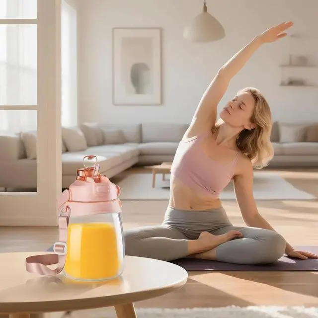 Alt view image 5 of 6 - Portable Juicer 1100ml with 10-Blade Turbo Juicing, USB-C Fast Charging, 12+ Cups per Charge, Juice Glass with Sip Lid & Carrying Strap for Travel & Office & Gym. Not for Ice Crushing. (Prink)