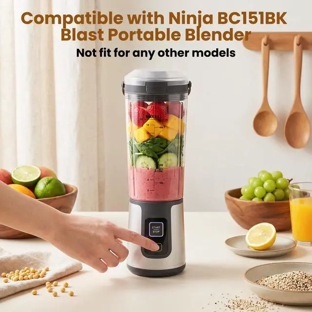 Alt view image 2 of 7 - 18oz Blender Cup Replacement Compatible with Ninja Blast BC151BK, Portable Smoothie Cup with Leak-Proof Flip Lid & Carry Handle, BPA-Free Blending Vessel Accessories for Gym Office Outdoor
