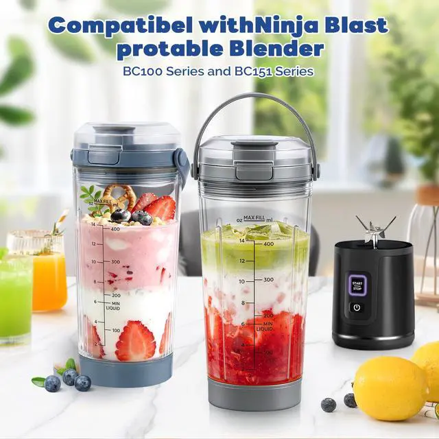 Alt view image 2 of 7 - 18 oz Blending Cup Compatible with Ninja Blast BC151 Series, Blue