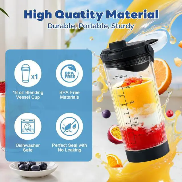 Alt view image 3 of 7 - 18 oz Blending Cup Compatible with Ninja Blast BC151 Series, Blue