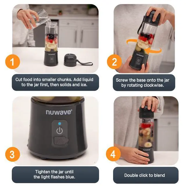 Alt view image 4 of 7 - Portable Blender for Shakes and Smoothies, On-the-GO Personal Blender with USB-C Rechargeable, 6-Piece-Blade for Crushing Ice, BPA Free 16 Oz Tritan Jar for Travel, Office and Sports