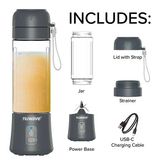 Alt view image 6 of 7 - Portable Blender for Shakes and Smoothies, On-the-GO Personal Blender with USB-C Rechargeable, 6-Piece-Blade for Crushing Ice, BPA Free 16 Oz Tritan Jar for Travel, Office and Sports