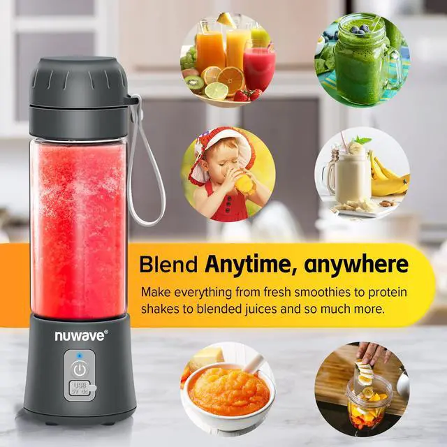Alt view image 5 of 7 - Portable Blender for Shakes and Smoothies, On-the-GO Personal Blender with USB-C Rechargeable, 6-Piece-Blade for Crushing Ice, BPA Free 16 Oz Tritan Jar for Travel, Office and Sports