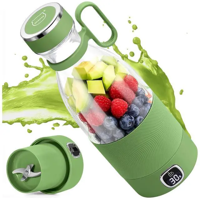 Main image of Portable Blender, 6 Blades Juicer Cup for Juice Shakes and Smoothies 350ml Mini Blender with Led Display Usb Rechargeable,3000Mah Rechargeable Battery, for Home Outdoors Travel-Avocado Green