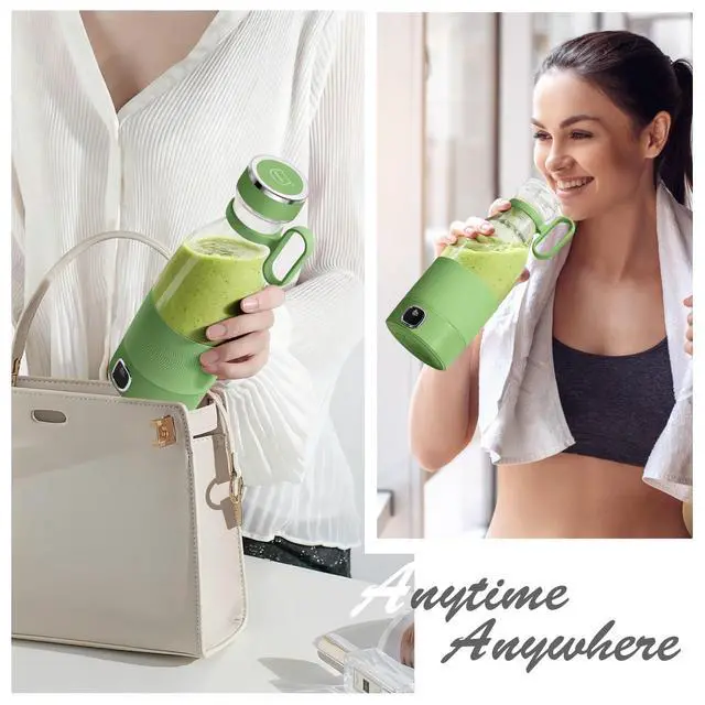 Alt view image 2 of 7 - Portable Blender, 6 Blades Juicer Cup for Juice Shakes and Smoothies 350ml Mini Blender with Led Display Usb Rechargeable,3000Mah Rechargeable Battery, for Home Outdoors Travel-Avocado Green