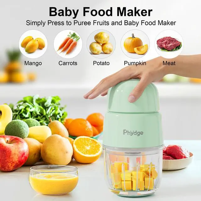 Alt view image 2 of 7 - Baby Food Maker, Green Baby Food Blender, 10oz Baby Food Puree Maker, Food Processor for Baby Foods Fruit Vegetable Meat, 10-Second Quick Soft Food Prep for Baby
