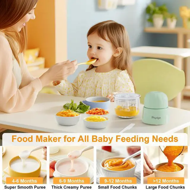 Alt view image 5 of 7 - Baby Food Maker, Green Baby Food Blender, 10oz Baby Food Puree Maker, Food Processor for Baby Foods Fruit Vegetable Meat, 10-Second Quick Soft Food Prep for Baby