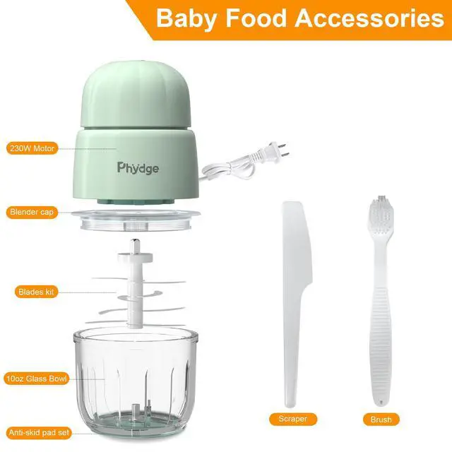 Alt view image 7 of 7 - Baby Food Maker, Green Baby Food Blender, 10oz Baby Food Puree Maker, Food Processor for Baby Foods Fruit Vegetable Meat, 10-Second Quick Soft Food Prep for Baby