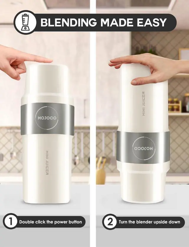 Alt view image 4 of 7 - Personal Smoothie Blender Vacuum Insulated Blender for Fruits and Vegetables - Rechargeable Portable Blenders with Stainless Steel Blade for Travel, Camping, Gym