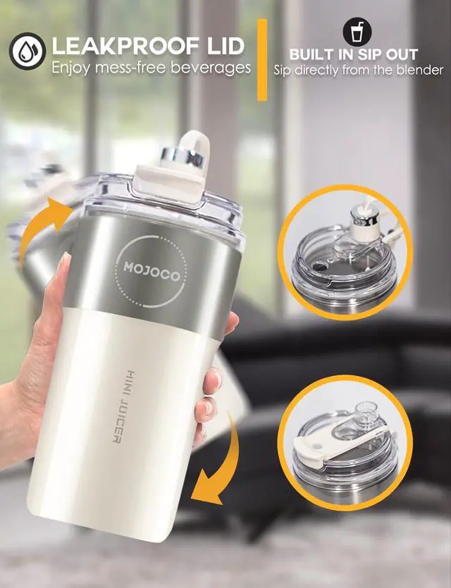 Alt view image 3 of 7 - Personal Smoothie Blender Vacuum Insulated Blender for Fruits and Vegetables - Rechargeable Portable Blenders with Stainless Steel Blade for Travel, Camping, Gym