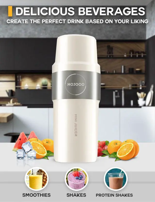 Alt view image 5 of 7 - Personal Smoothie Blender Vacuum Insulated Blender for Fruits and Vegetables - Rechargeable Portable Blenders with Stainless Steel Blade for Travel, Camping, Gym