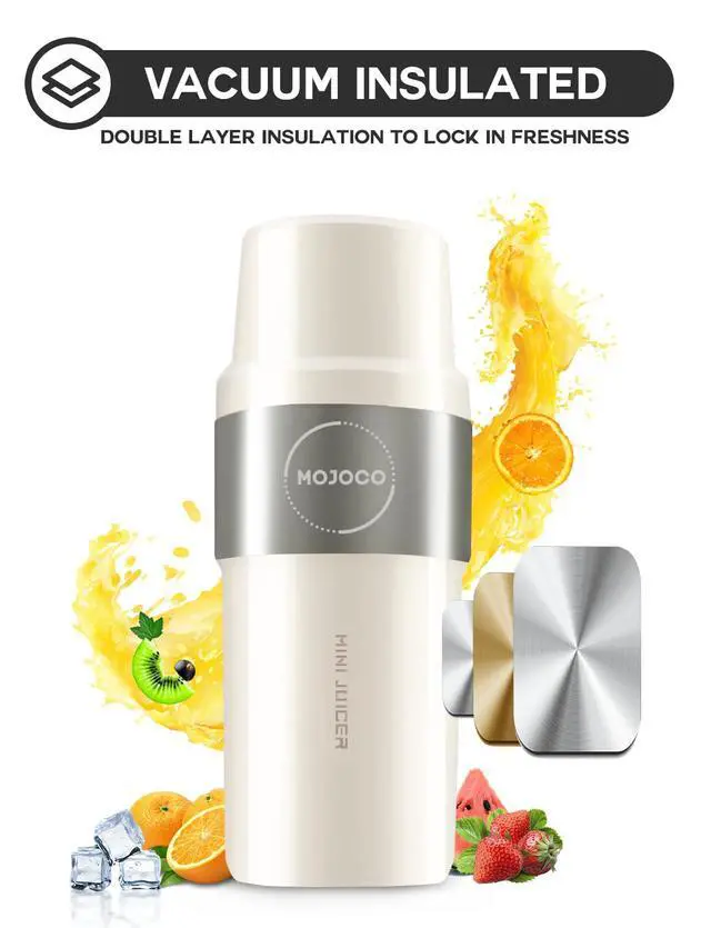Alt view image 6 of 7 - Personal Smoothie Blender Vacuum Insulated Blender for Fruits and Vegetables - Rechargeable Portable Blenders with Stainless Steel Blade for Travel, Camping, Gym