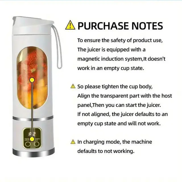 Alt view image 5 of 7 - Portable Blender for Shakes and Smoothies 12 Blades, 450ml Travel Cup, USB-C Rechargeable Mini Juicer, Ice Crush Power, Personal Smoothie Blender for Protein Shakes, Gym, Office & Travel