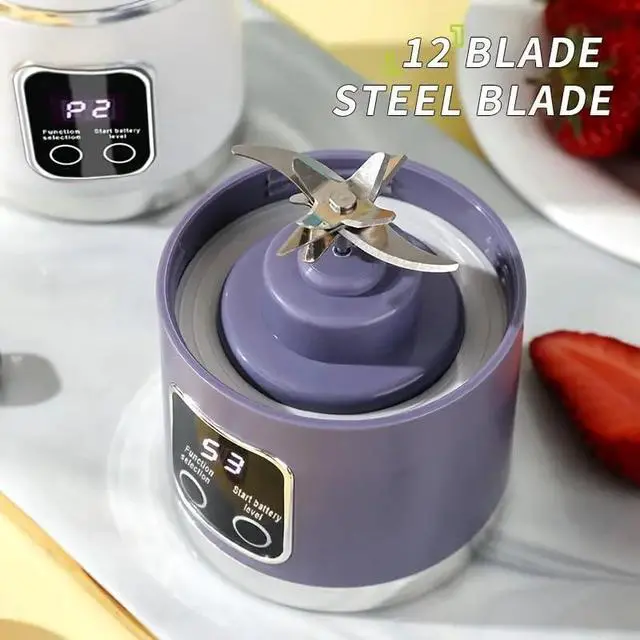 Alt view image 6 of 7 - Portable Blender for Shakes and Smoothies 12 Blades, 450ml Travel Cup, USB-C Rechargeable Mini Juicer, Ice Crush Power, Personal Smoothie Blender for Protein Shakes, Gym, Office & Travel