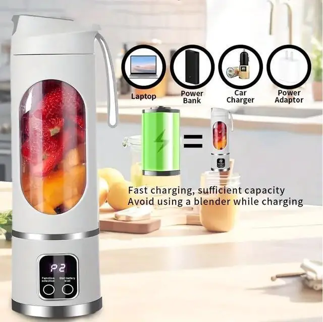 Alt view image 7 of 7 - Portable Blender for Shakes and Smoothies 12 Blades, 450ml Travel Cup, USB-C Rechargeable Mini Juicer, Ice Crush Power, Personal Smoothie Blender for Protein Shakes, Gym, Office & Travel