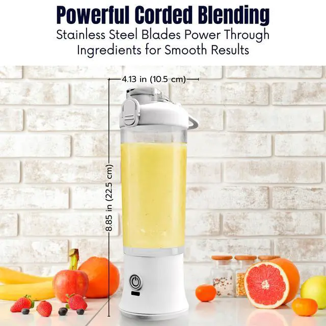Alt view image 6 of 7 - SSKAWorldwide Portable Blender 21oz Rechargeable and Wireless Mini Personal Blender for Shakes and Smoothies, 4000mAh Battery & 6 Blades for Protein Shakes, Fruit Juicer, Gym & Travel (White)