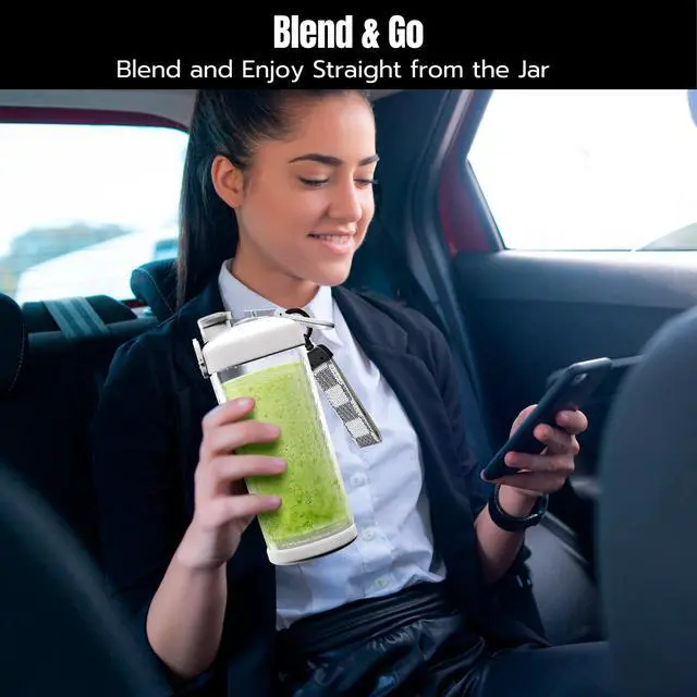 Alt view image 7 of 7 - SSKAWorldwide Portable Blender 21oz Rechargeable and Wireless Mini Personal Blender for Shakes and Smoothies, 4000mAh Battery & 6 Blades for Protein Shakes, Fruit Juicer, Gym & Travel (White)