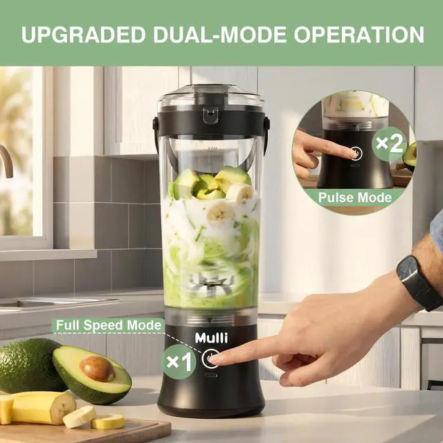 Alt view image 3 of 6 - Portable Blender,17oz Portable Blender for Shakes & Smoothies, USB-C Rechargeable, BPA-Free, with Leak-Proof Lid & Straw Lid, Dishwasher Safe Cups