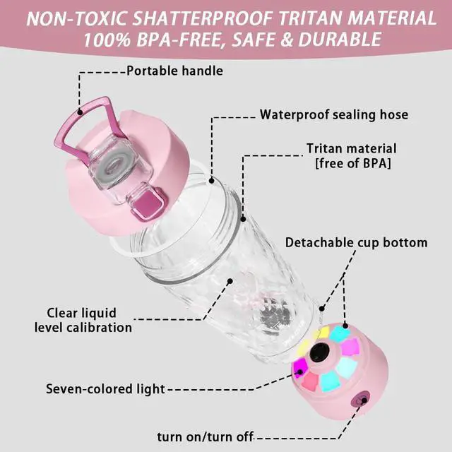 Alt view image 2 of 7 - Electric Protein Shaker Bottle, Protein Shakes Mixer, Portable Pre Workout Self Mixing Cup, Made with BPA-Free Tritan, 22oz