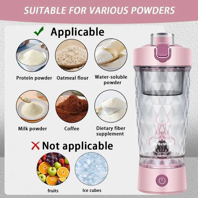 Alt view image 4 of 7 - Electric Protein Shaker Bottle, Protein Shakes Mixer, Portable Pre Workout Self Mixing Cup, Made with BPA-Free Tritan, 22oz