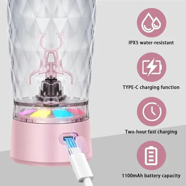 Alt view image 3 of 7 - Electric Protein Shaker Bottle, Protein Shakes Mixer, Portable Pre Workout Self Mixing Cup, Made with BPA-Free Tritan, 22oz