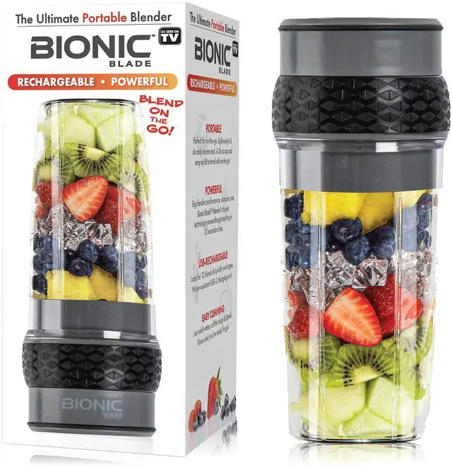 Main image of Bionic Blade Mini Portable Blender Juicer Bottle 26.5 oz, BPA-Free - Cordless & Rechargeable, Travel-Friendly Size for Smoothies, Shakes, Juices, Home & Kitchen Essentials, Gunmetal, As Seen on TV