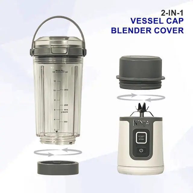 Alt view image 2 of 7 - Blade Cover and Vessel Cap for Ninja Blast, Portable Blender BC100 & BC151 Series, Ninja Accessories, 2-in-1 Replacement Parts, Food Grade, Leakproof, Dishwasher Safe, grey