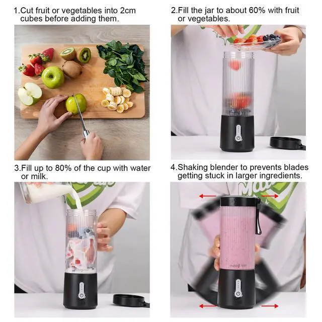 Alt view image 6 of 7 - Portable Blender 16oz Vessel, Cordless Personal Size Small Blender for Shakes and Smoothies with 6 Blade for Kitchen, Home, Travel