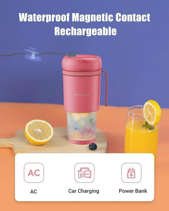 Alt view image 7 of 7 - Portable Blender for Smoothies, Magnetic Rechargeable Personal Blender with Ultra Sharp 4 Blades, Foldable Travel Juicer Cup, BPA-Free 10.5oz To-Go Mixer for Shakes, Gym, Office