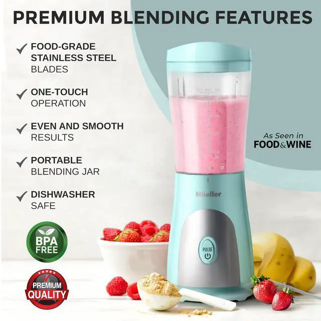 Alt view image 2 of 6 - -Duty Personal Blender for Shakes and Smoothies with a 15 Oz Travel Cup and Lid, Juices, Baby Food, Portable Blender & Food Processor, Turquoise