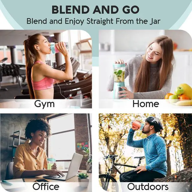 Alt view image 3 of 6 - -Duty Personal Blender for Shakes and Smoothies with a 15 Oz Travel Cup and Lid, Juices, Baby Food, Portable Blender & Food Processor, Turquoise
