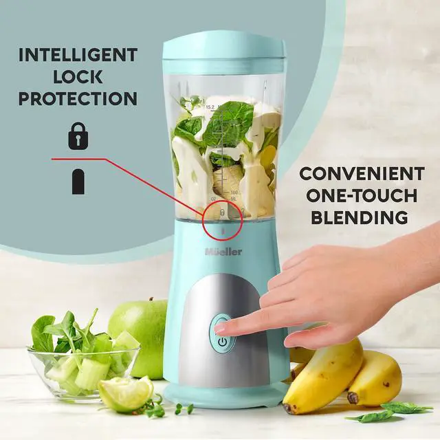 Alt view image 4 of 6 - -Duty Personal Blender for Shakes and Smoothies with a 15 Oz Travel Cup and Lid, Juices, Baby Food, Portable Blender & Food Processor, Turquoise