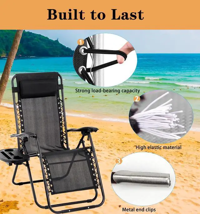 Alt view image 3 of 6 - 17" 19" 21" Wide Zero Gravity Chair Replacement Fabric, Repair Cloth with 4 Gravity Chair Replacement Cord Screws Kit, Zero Gravity Chair Accessories for Sling Patio Lawn Lounge Chair, Black