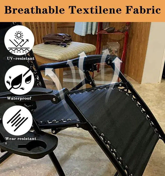 Alt view image 4 of 6 - 17" 19" 21" Wide Zero Gravity Chair Replacement Fabric, Repair Cloth with 4 Gravity Chair Replacement Cord Screws Kit, Zero Gravity Chair Accessories for Sling Patio Lawn Lounge Chair, Black