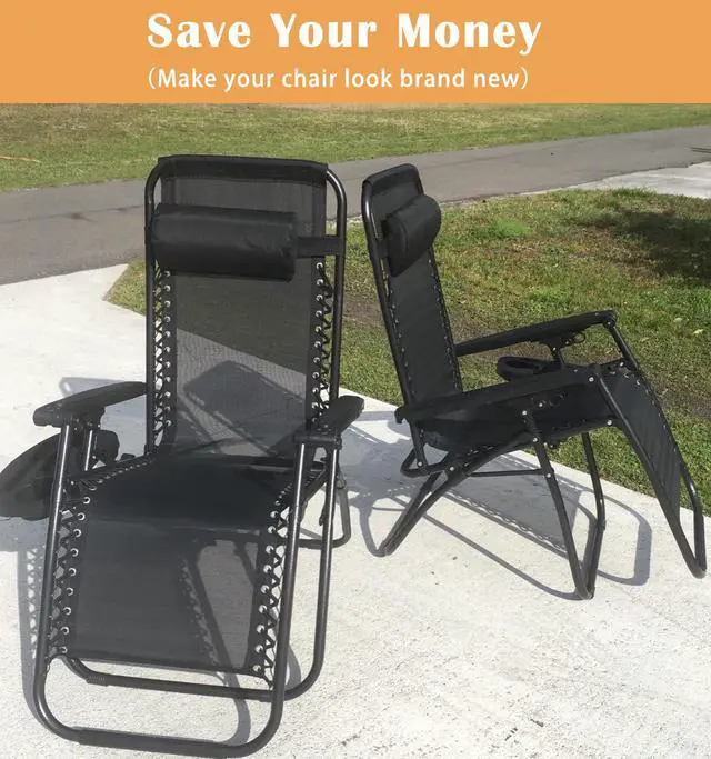 Alt view image 6 of 6 - 17" 19" 21" Wide Zero Gravity Chair Replacement Fabric, Repair Cloth with 4 Gravity Chair Replacement Cord Screws Kit, Zero Gravity Chair Accessories for Sling Patio Lawn Lounge Chair, Black