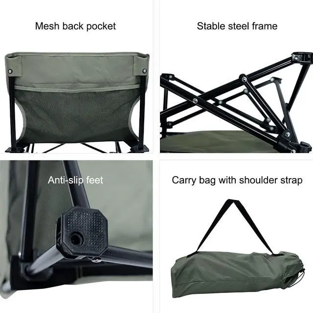 Alt view image 4 of 6 - Low Beach Chairs for Adults,Lightweight Camping Chair, Camp Chair, Folding Chairs for Outside Folding Lawn Chairs for Camping Beach Concert, Low Profile Low Back