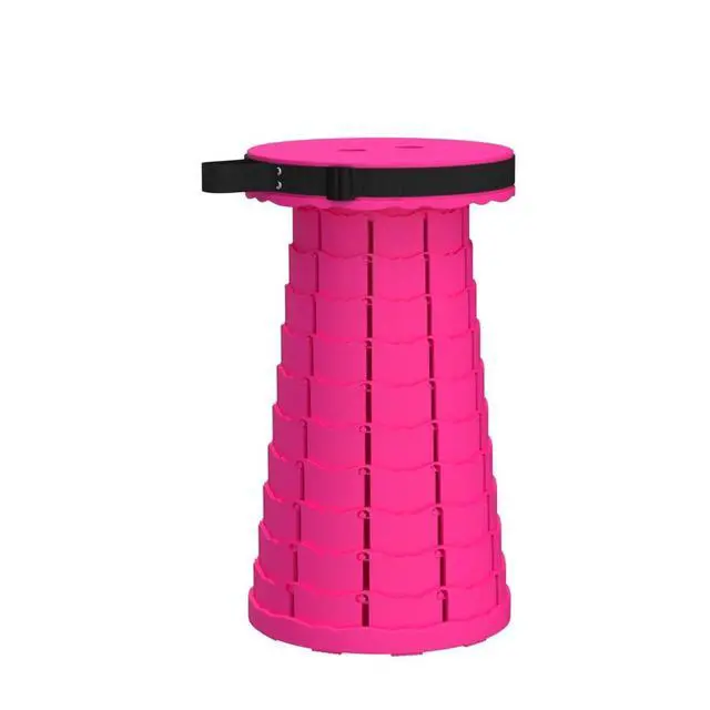 Alt view image 4 of 7 - Upgraded Collapsible Stool with Cushion & Bag, 18" H Portable Retractable Telescoping Folding Stool for Adults, Lightweight But Sturdy Capacity 600 lbs for Camping Fishing Hiking Travel