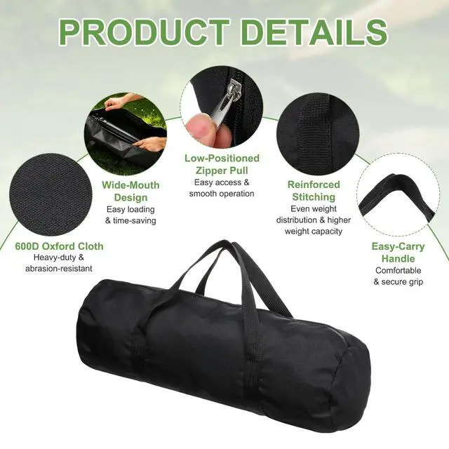 Alt view image 3 of 7 - Camping Folding Chair Replacement Bags, Heavy Duty Carry Bag Zipper with Strap Tear-Resistant Durable Outdoor Gear Bag 18" x 6" & Black -for (Lawn Chairs/Beach Chair/Umbrella/Tent)