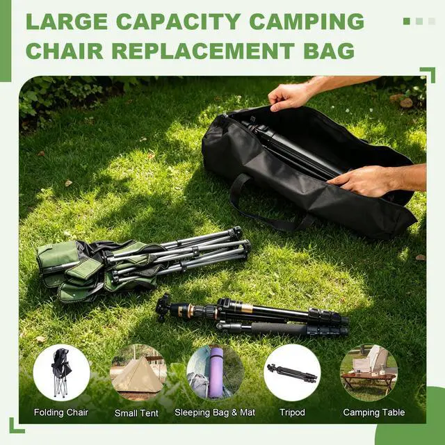 Alt view image 4 of 7 - Camping Folding Chair Replacement Bags, Heavy Duty Carry Bag Zipper with Strap Tear-Resistant Durable Outdoor Gear Bag 18" x 6" & Black -for (Lawn Chairs/Beach Chair/Umbrella/Tent)