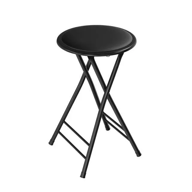 Main image of Backless Folding Stool with 225lb Capacity for Kitchen or Rec Room - Portable Indoor Counter Bar Stools (24-Inch, Black)