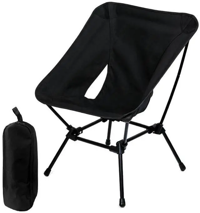 Main image of Portable Compact Folding Camping Chairs Lightweight High Back with Pillow, Deep Recline, ArmPads, Side Pockets-for Motorcycle, RV, Backpacking, Travel, Festival Black