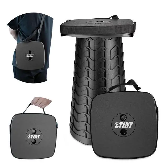 Main image of Upgraded Square Folding Stool, Max Load Capacity 485lbs, Portable Collapsible Seat, Telescoping Foldable Stool for Camping, Fishing, Hiking, Travel