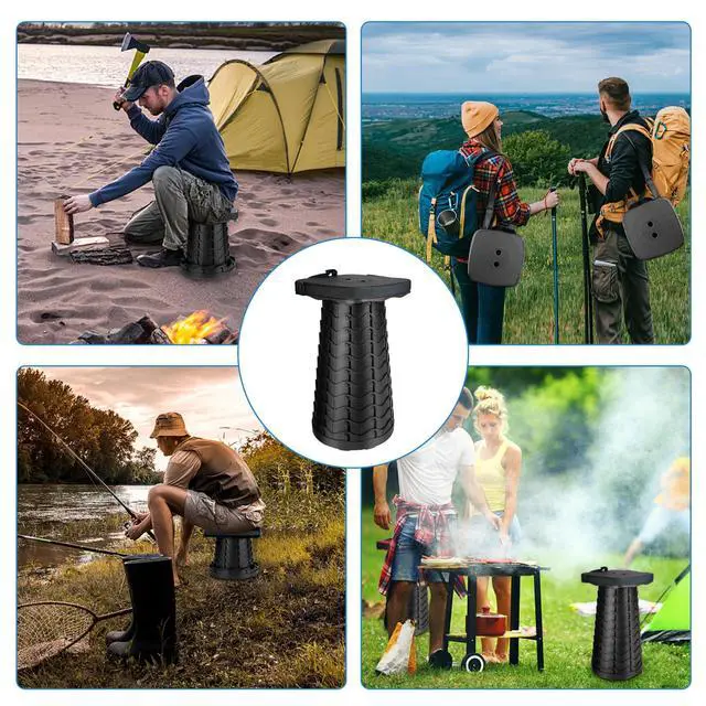 Alt view image 5 of 6 - Upgraded Square Folding Stool, Max Load Capacity 485lbs, Portable Collapsible Seat, Telescoping Foldable Stool for Camping, Fishing, Hiking, Travel