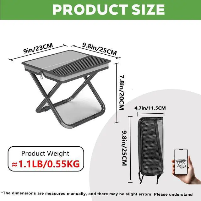 Alt view image 5 of 7 - Compact Folding Stool for Adults Design and Portable Backpacking Stool with Handbag Style,Lightweight Mini Chair for Camping,Travel, Fishing and More Outdoor Activities (Grey)