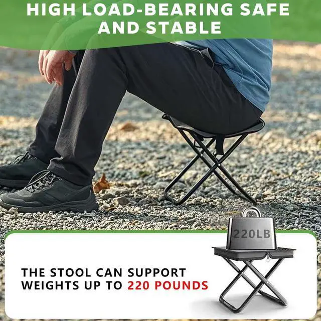 Alt view image 7 of 7 - Compact Folding Stool for Adults Design and Portable Backpacking Stool with Handbag Style,Lightweight Mini Chair for Camping,Travel, Fishing and More Outdoor Activities (Grey)