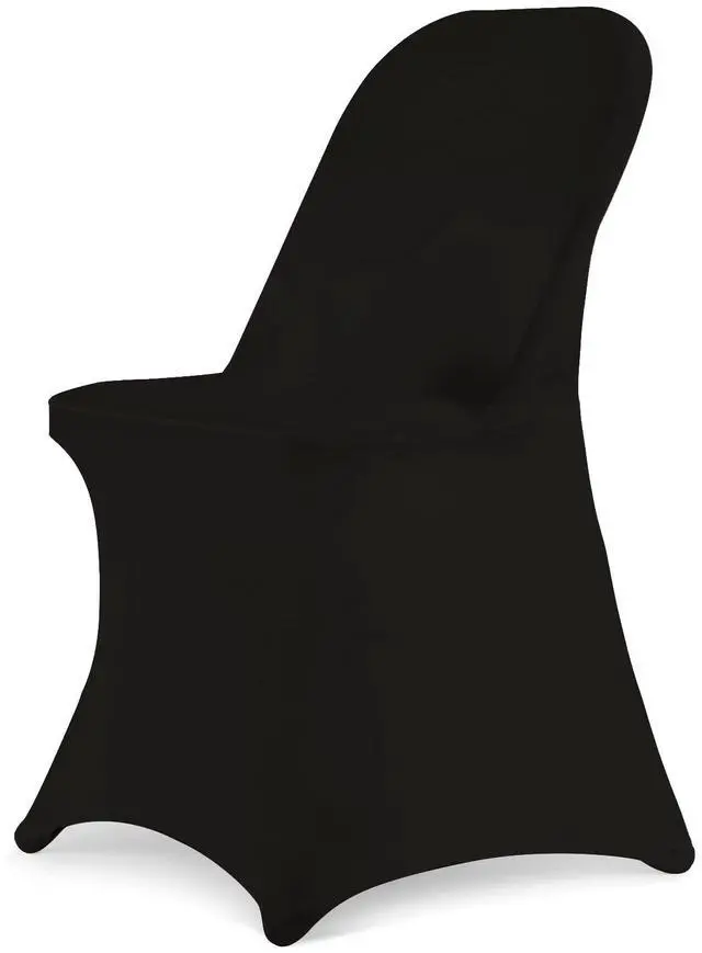 Main image of Folding Chair Covers for Wedding, 10pcs Stretch Spandex Washable Fabric Chair Cover, Decoration Chair Cover for Wedding, Party, Banquet, Birthday, Conference, Event(Black, 10 PCS)