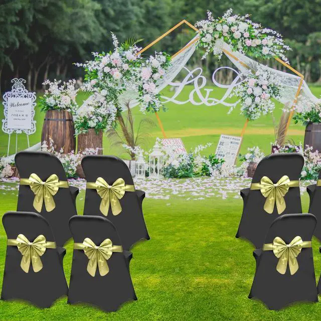 Alt view image 2 of 7 - Folding Chair Covers for Wedding, 10pcs Stretch Spandex Washable Fabric Chair Cover, Decoration Chair Cover for Wedding, Party, Banquet, Birthday, Conference, Event(Black, 10 PCS)
