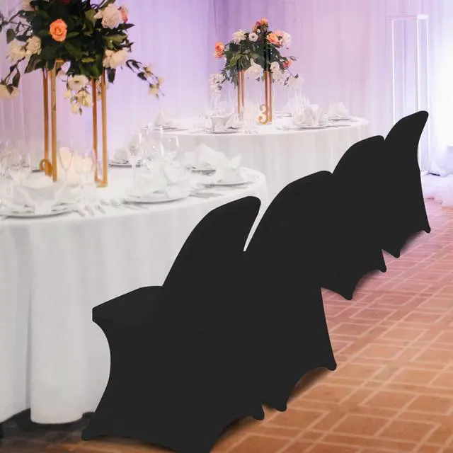 Alt view image 3 of 7 - Folding Chair Covers for Wedding, 10pcs Stretch Spandex Washable Fabric Chair Cover, Decoration Chair Cover for Wedding, Party, Banquet, Birthday, Conference, Event(Black, 10 PCS)