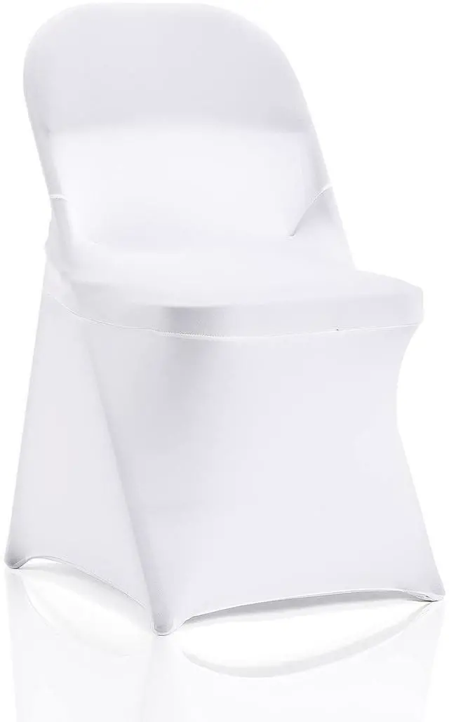 Main image of 2 PCS White Stretch Spandex Folding Chair Slipcovers, Dining Room Chair Covers Stretch Chair Slipcovers Protector for Wedding, Banquet, and Party