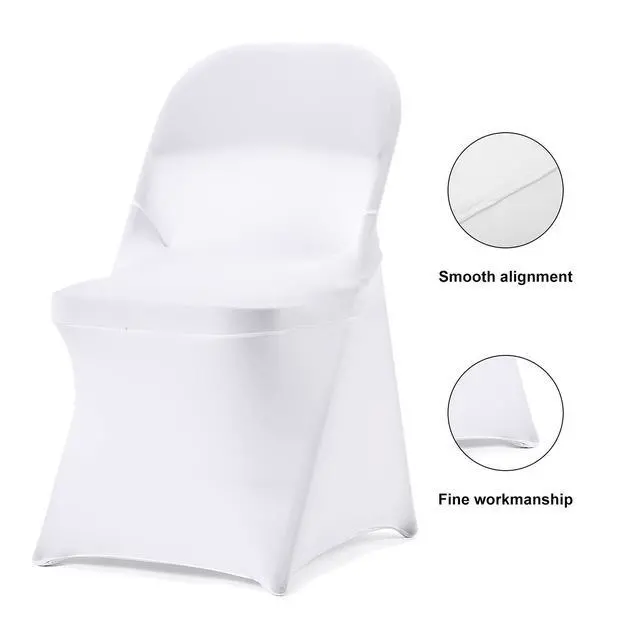 Alt view image 3 of 7 - 2 PCS White Stretch Spandex Folding Chair Slipcovers, Dining Room Chair Covers Stretch Chair Slipcovers Protector for Wedding, Banquet, and Party